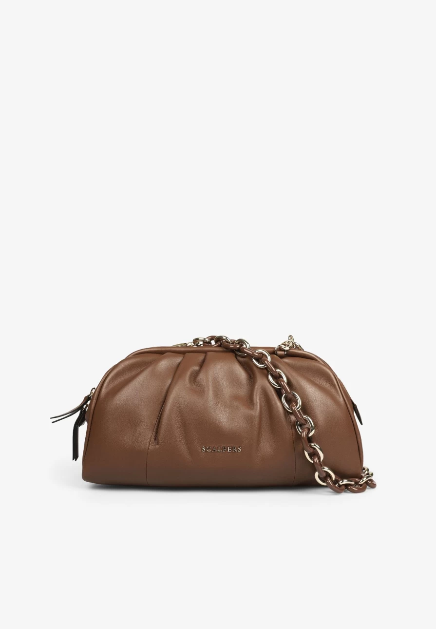 "ScalpersCompany Women's Ruched Leather Clutch Bag - Stylish Handbag for Women"