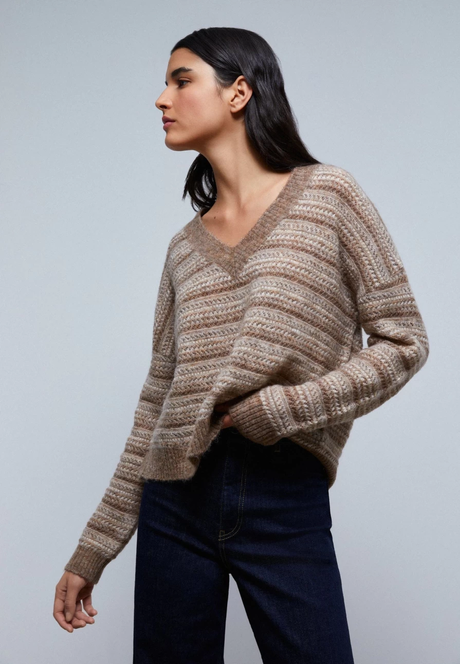 "ScalpersCompany Women's Striped Knit Sweater - Soft Casual Pullover for Women"