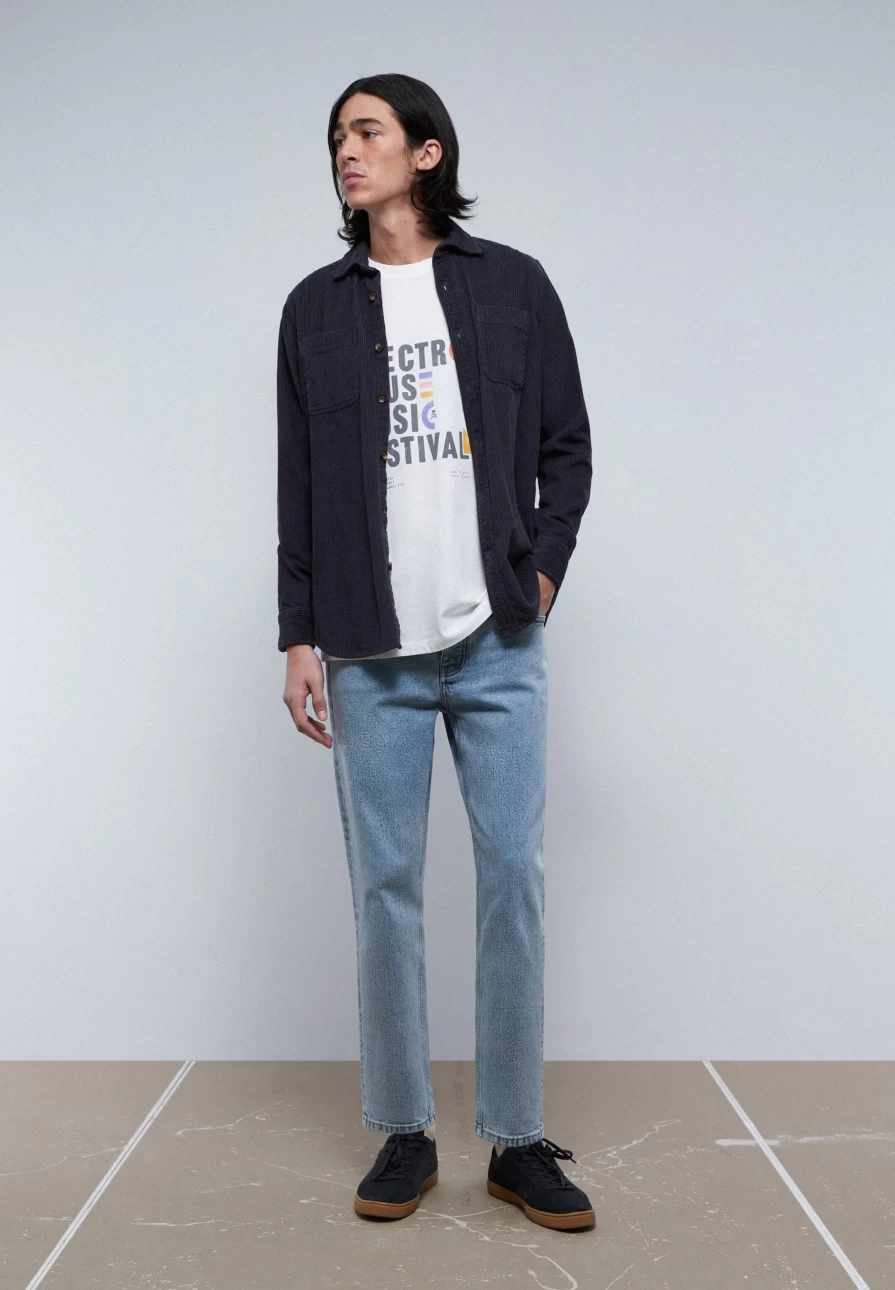 "ScalpersCompany Men's Off White Faded Festival Graphic T-Shirt with Front Print"