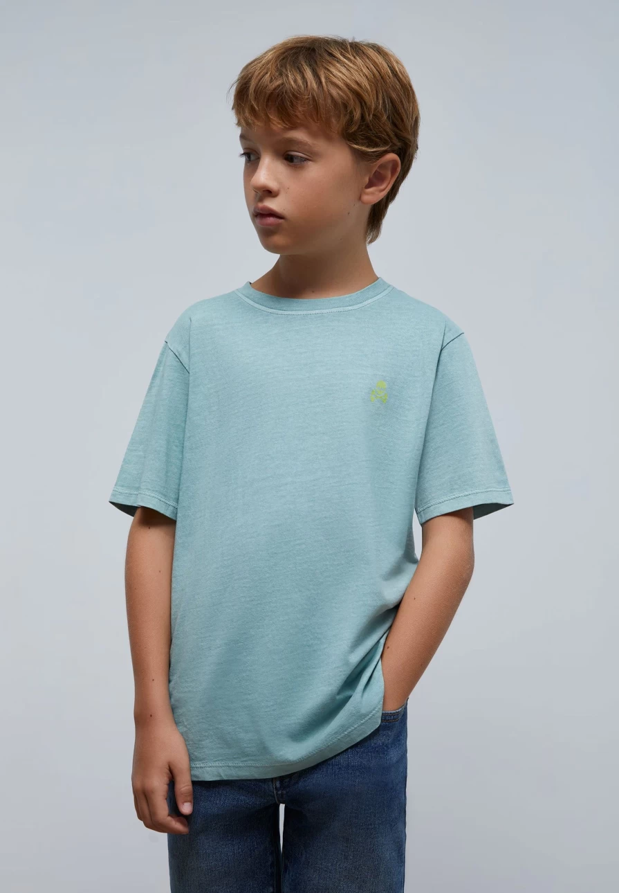 "Scalpers Company Kids Neon Skull Graphic T-Shirt - Faded Vintage Style"