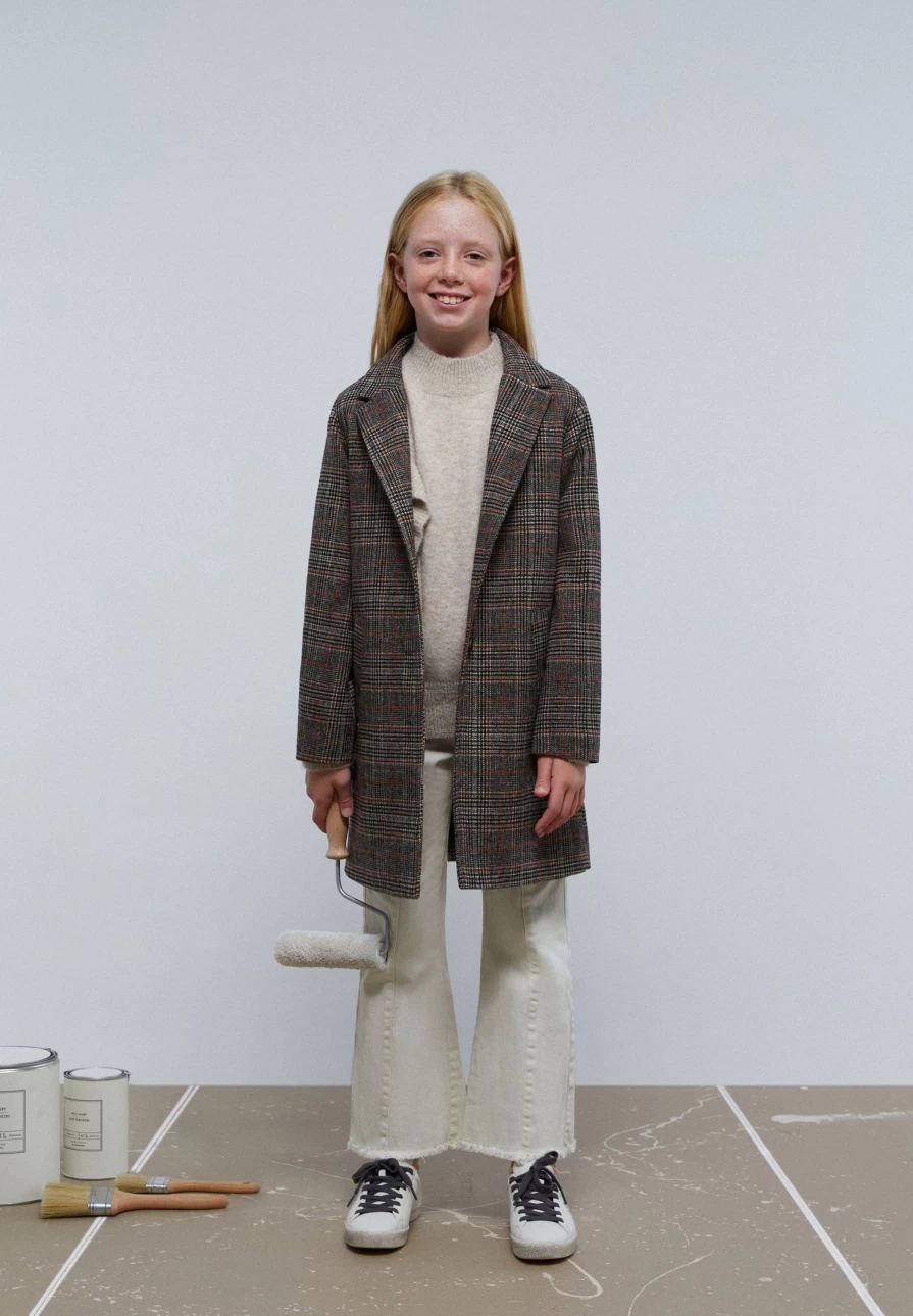 "ScalpersCompany Kids Brown Check Cloth Coat – Stylish & Comfortable Outerwear for Children"
