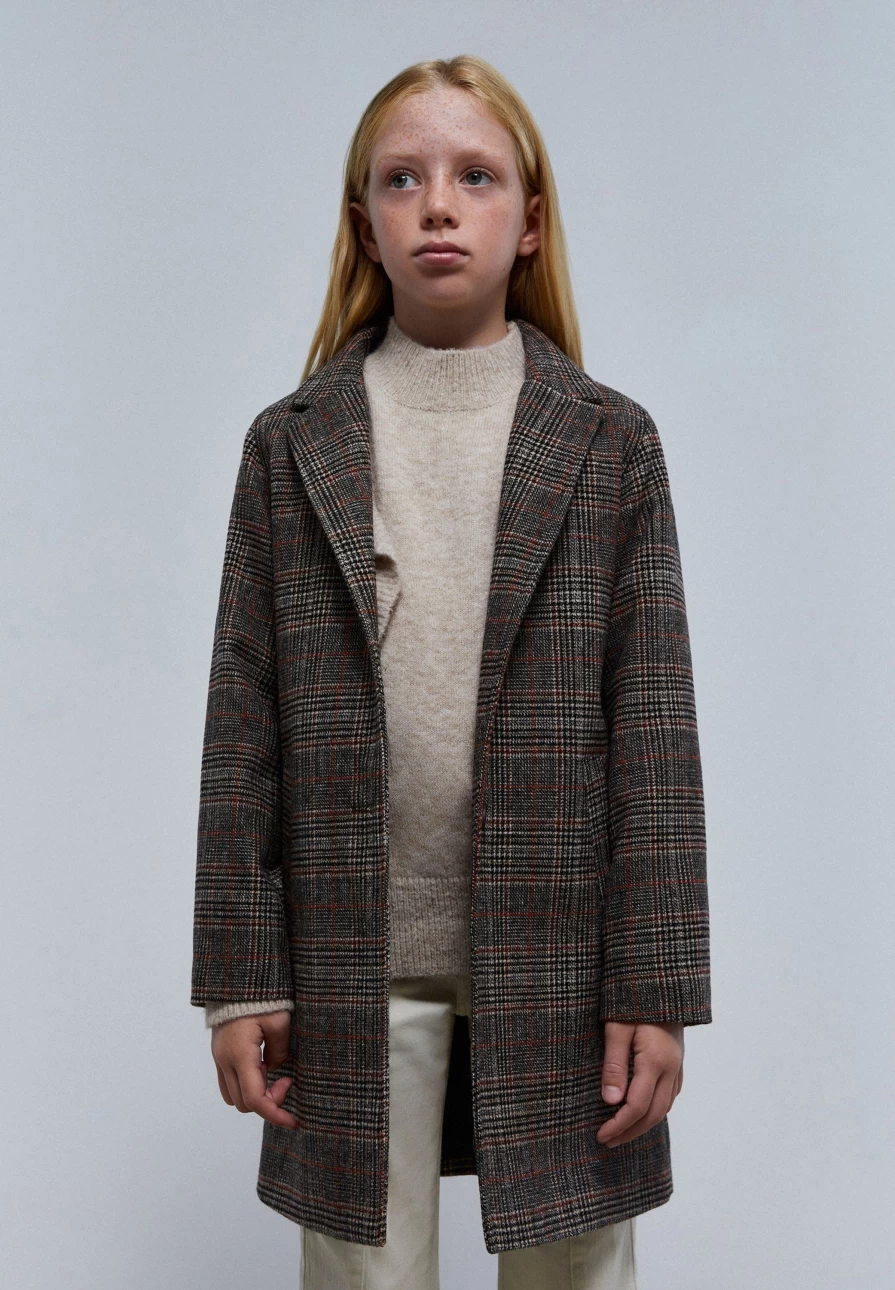 "ScalpersCompany Kids Brown Check Cloth Coat – Stylish & Comfortable Outerwear for Children"