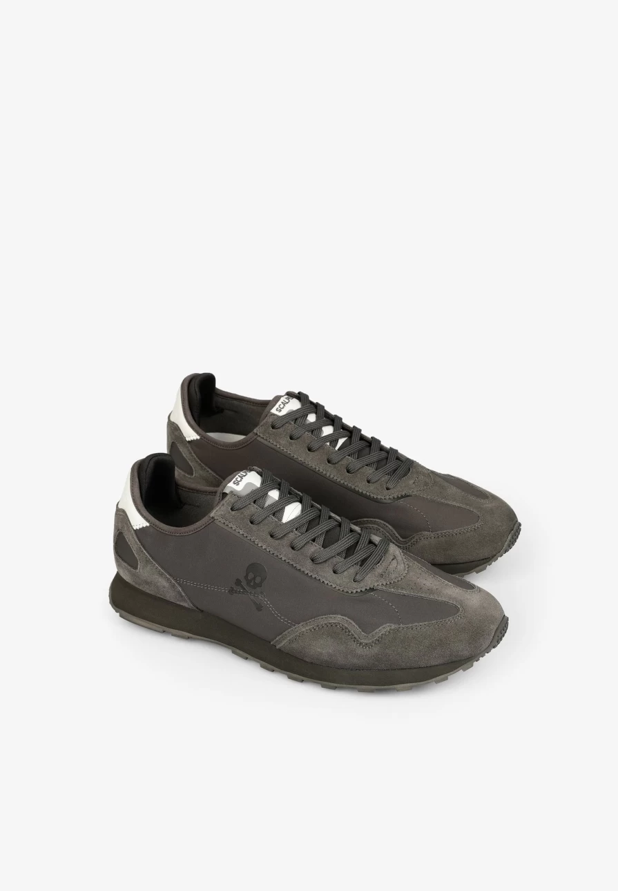 "ScalpersCompany Men's Suede Skull Print Sneakers - Gothic Style Casual Shoes"