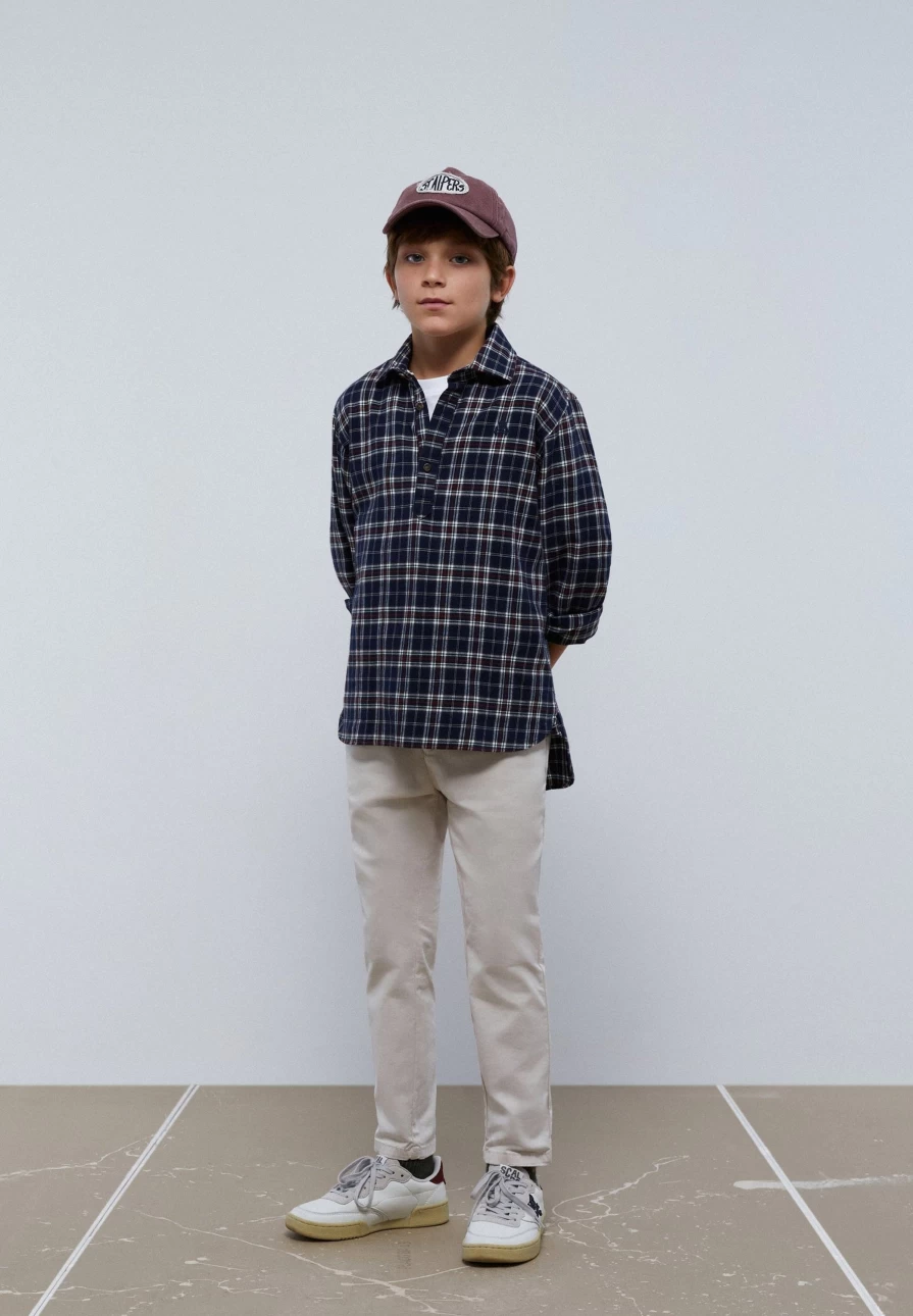 Scalperscompany Kids Navy Check Polo Shirt for Boys and Girls