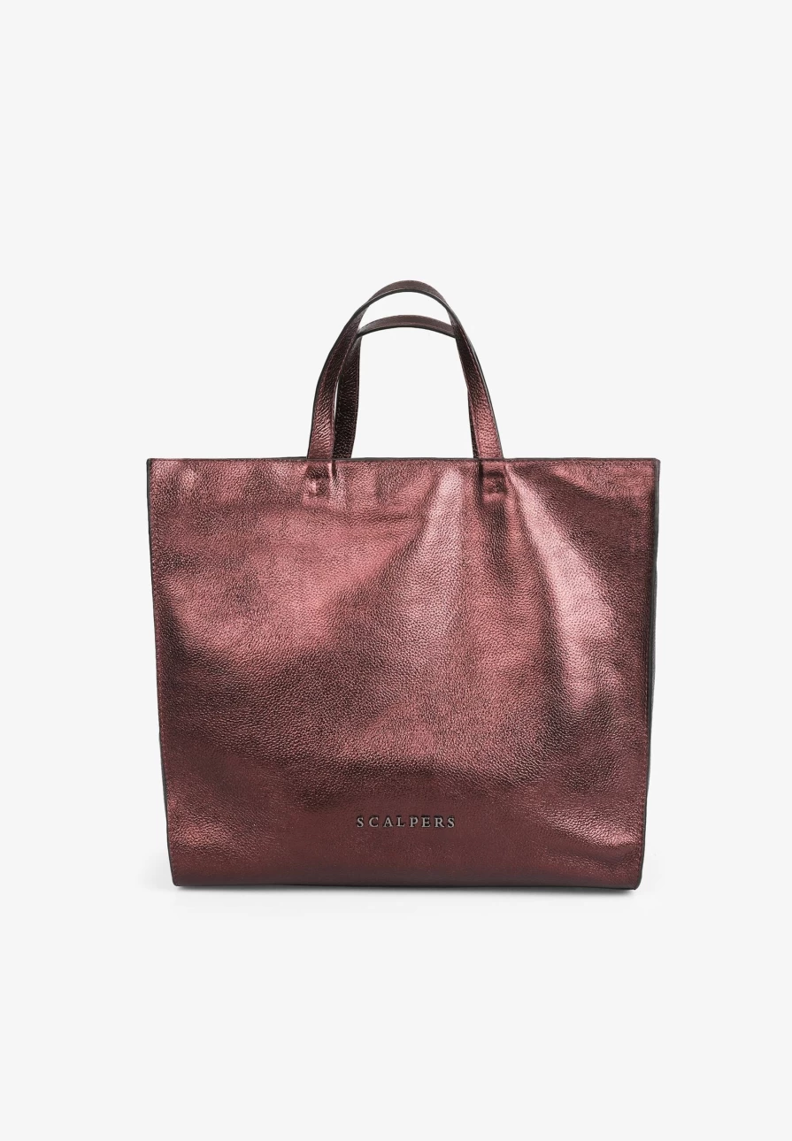 "ScalpersCompany Women's Stylish Leather & Metallic Tote Bag - Fashionable Designer Handbag"