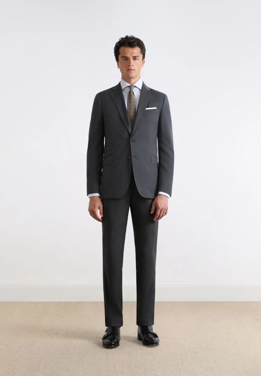 "ScalpersCompany Grey Wool Textured Suit for Men – Premium Tailored Blazer"