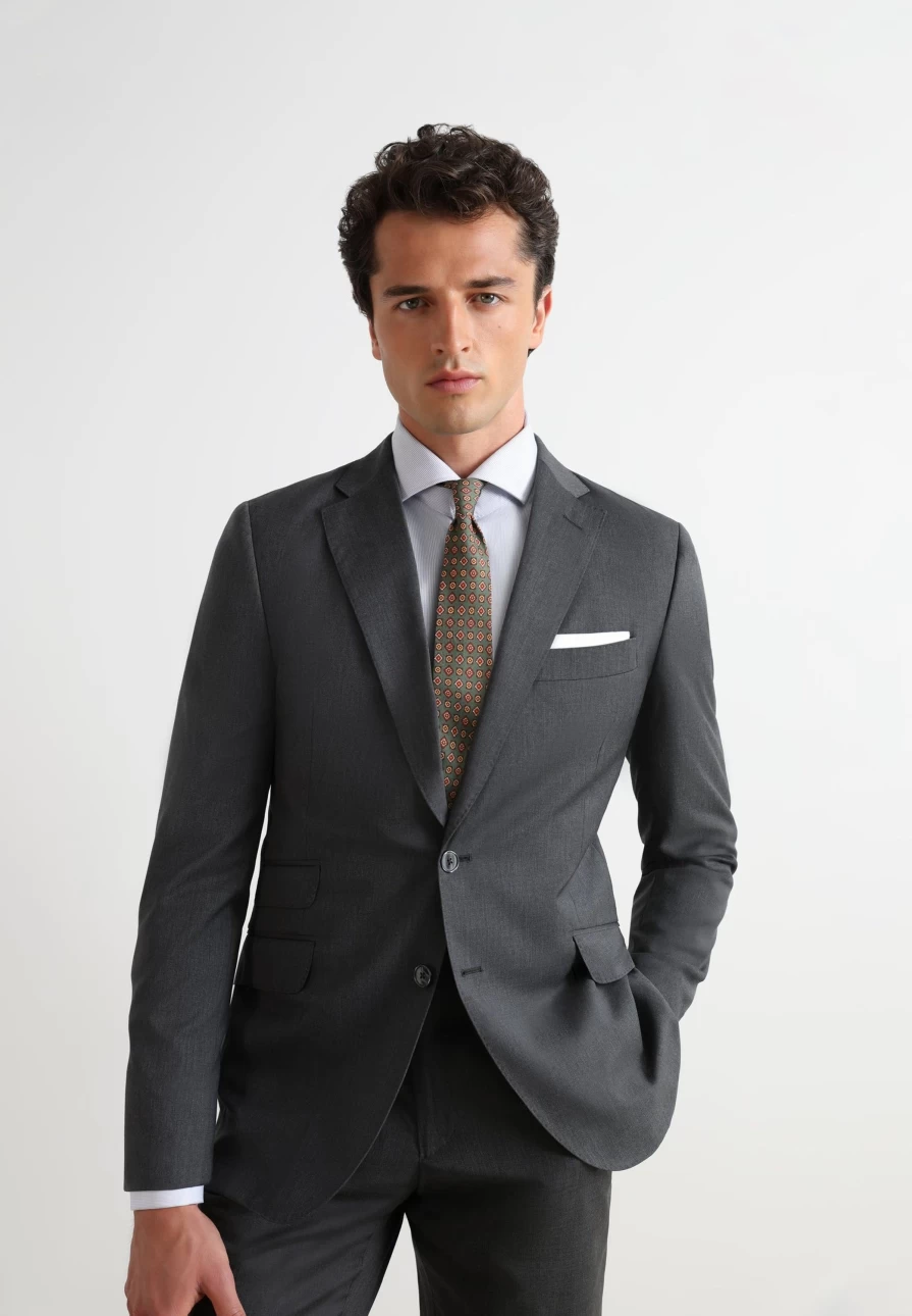 "ScalpersCompany Grey Wool Textured Suit for Men – Premium Tailored Blazer"