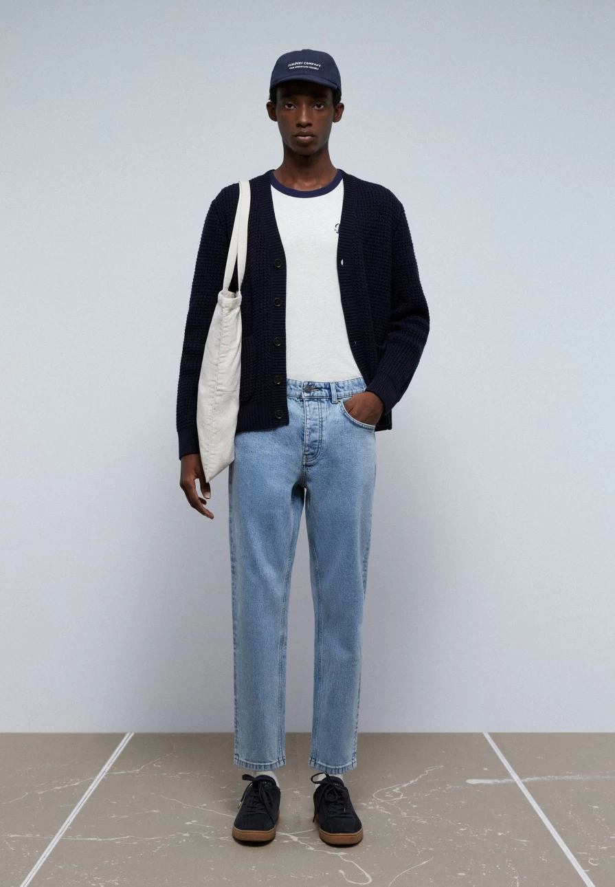 "ScalpersCompany Men's Light Blue Cropped Jeans | Stylish Slim Fit Denim Pants"
