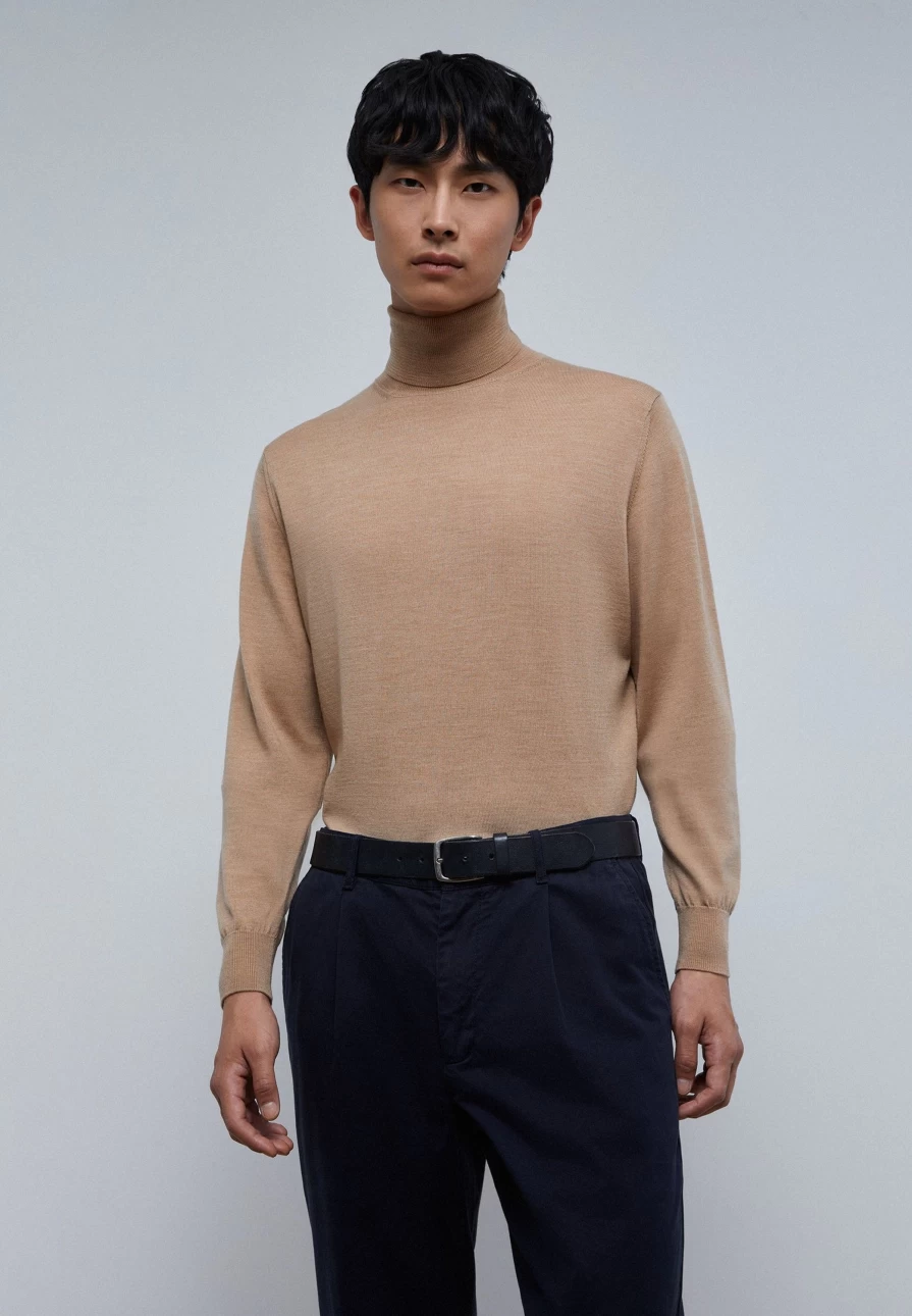 "ScalpersCompany Men's High Neck Sweater - Premium Knit Pullover for Winter"