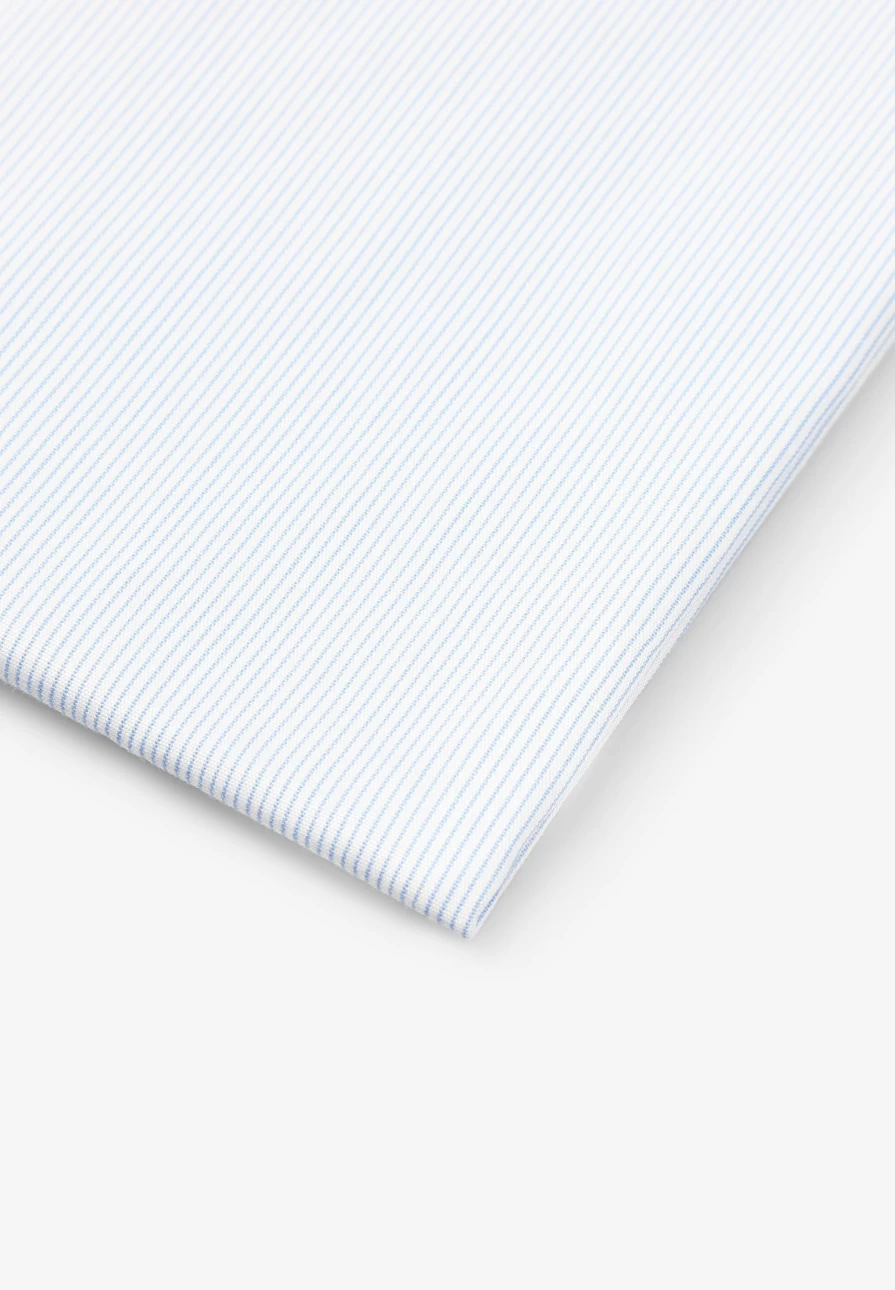 "ScalpersCompany Men's White Blue Stripes Mixed Cuff Dress Shirt"