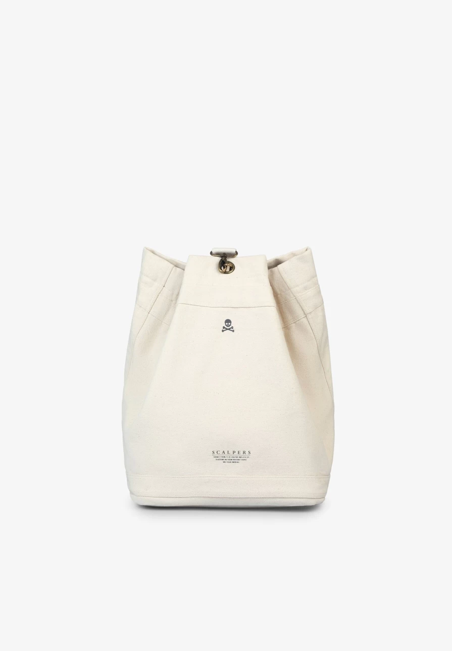 "ScalpersCompany Men's Vintage Bucket Style Canvas Backpack - Durable & Stylish Daypack"
