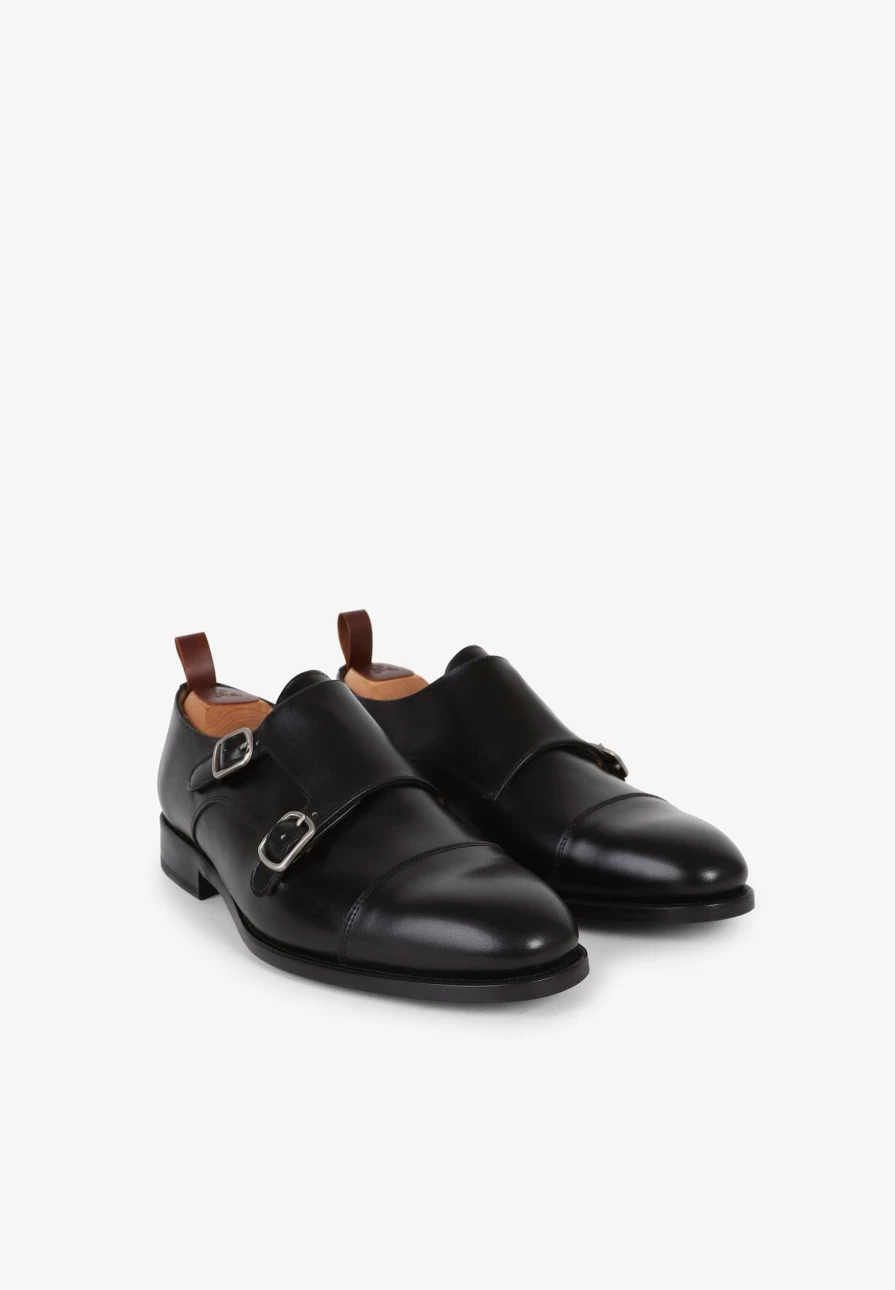 "ScalpersCompany Men's Black Smart Double Monk Strap Dress Shoes"