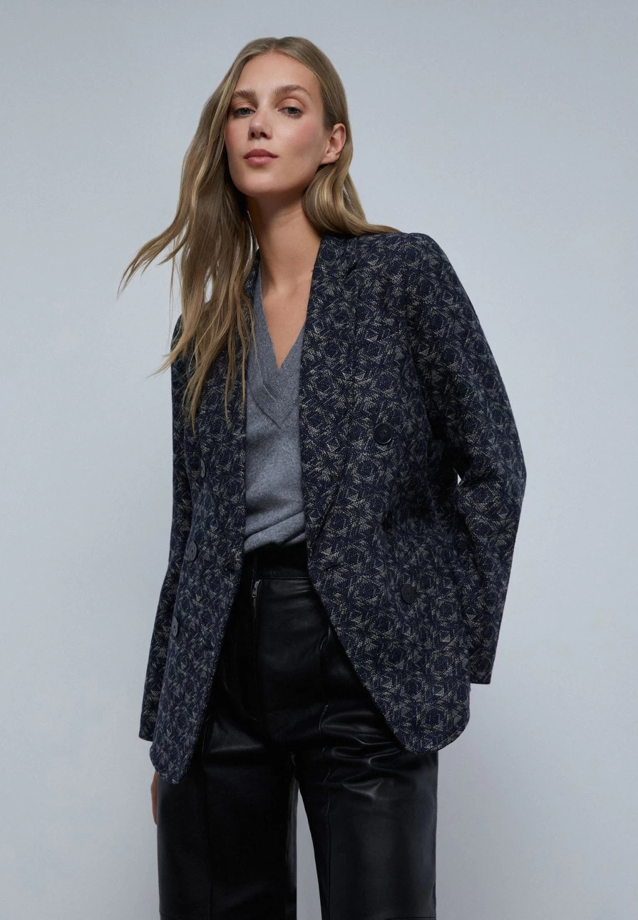 "ScalpersCompany Women's Double-Breasted Ethnic Blazer - Stylish Feminine Tailored Jacket"
