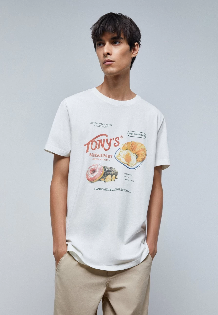 "ScalpersCompany Men's Off White Graphic Print T-Shirt - Stylish Front Design"