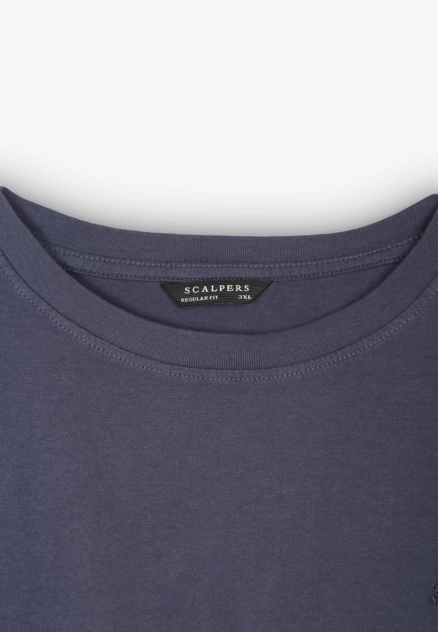 "ScalpersCompany Men's Navy Cotton Basic Skull Print T-Shirt"