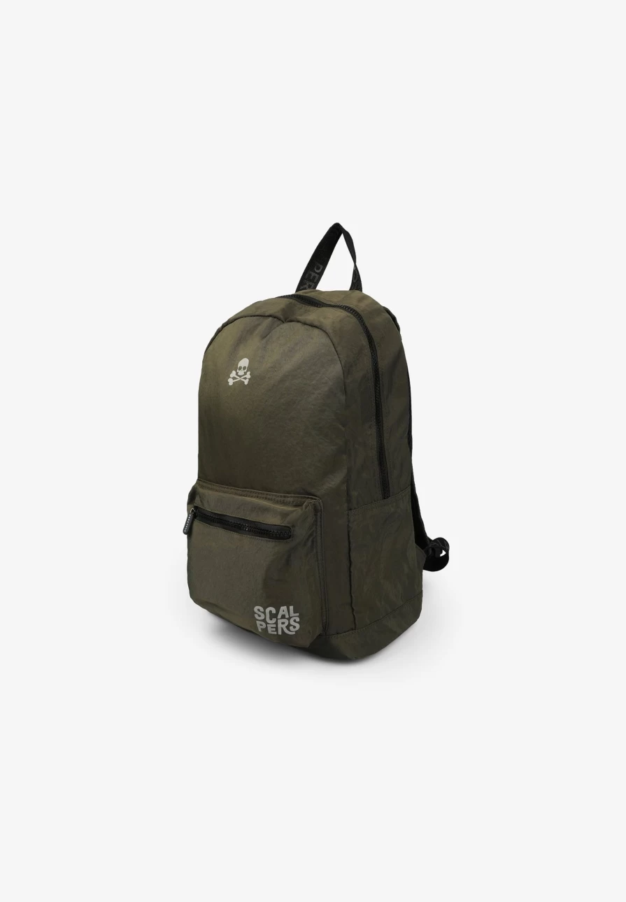 "ScalpersCompany Kids Khaki Skull Print Basic Backpack"
