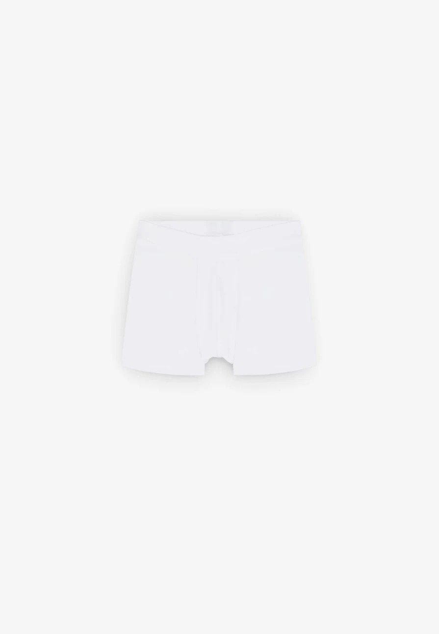 "ScalpersCompany Men's White Plain Boxer Shorts with Label Detail - Comfortable Cotton Underwear"