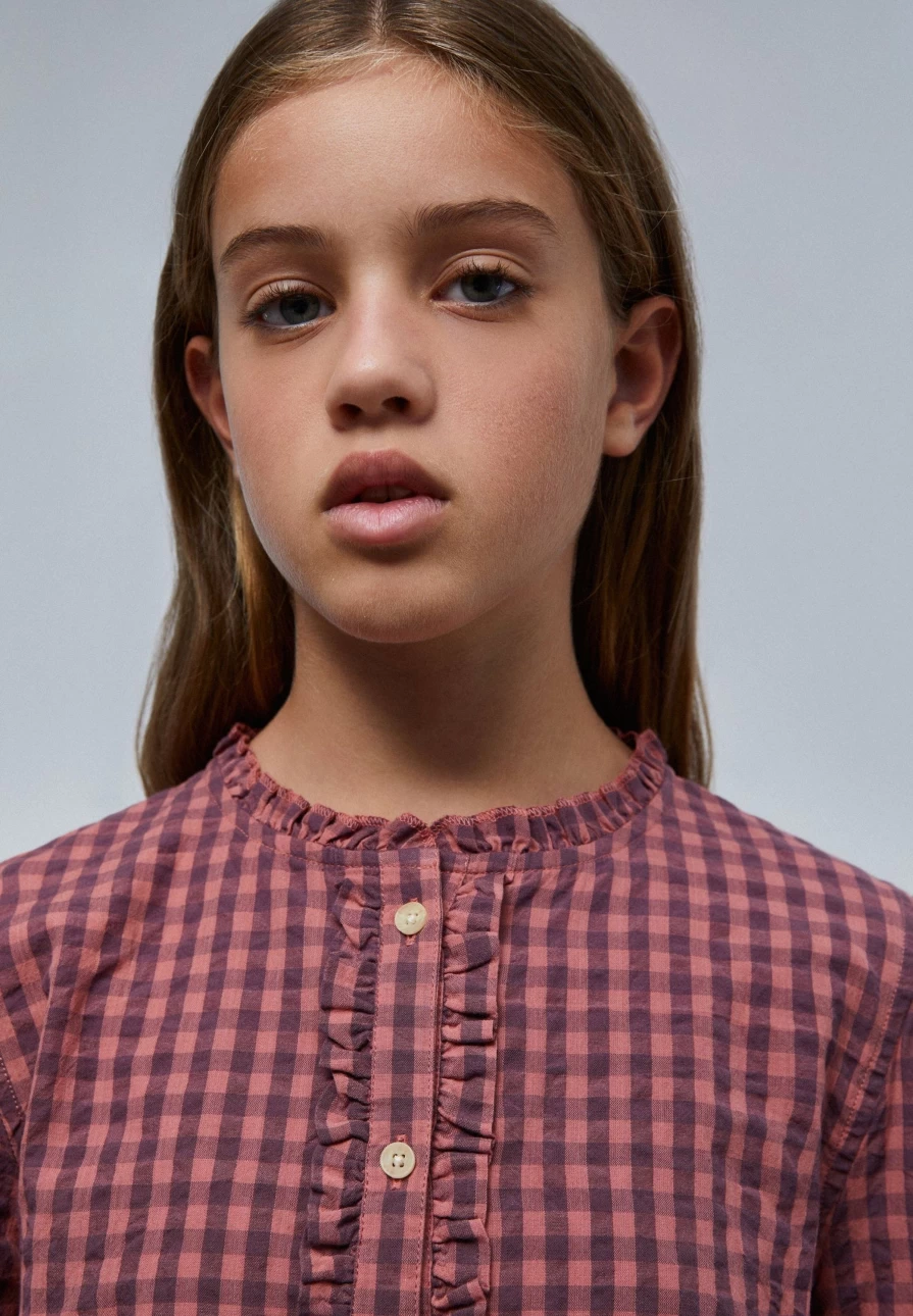 "ScalpersCompany Kids Mauve Check Gingham Blouse for Girls & Boys"