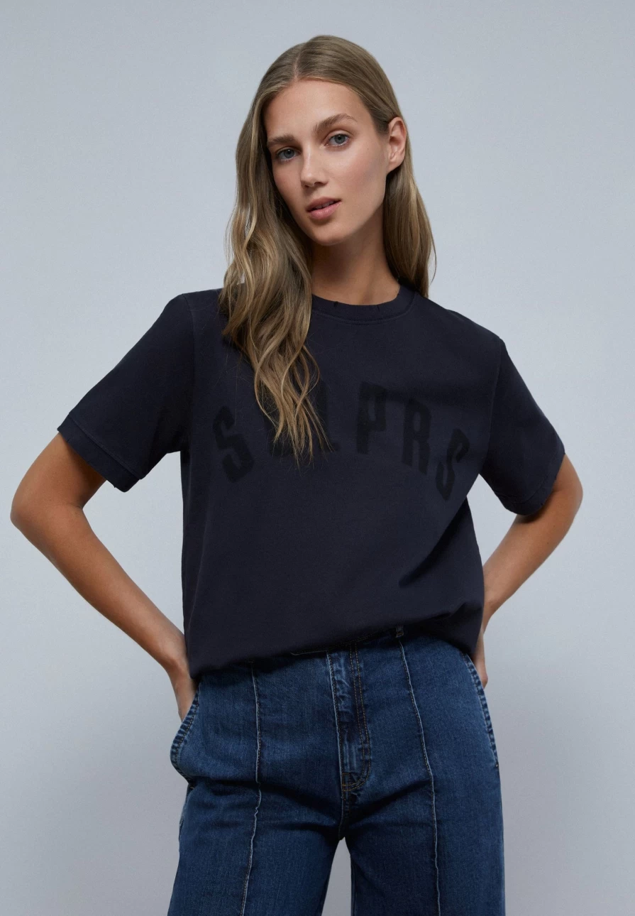 "ScalpersCompany Women's Distressed Logo T-Shirt - Ripped Detail Fashion Tee"