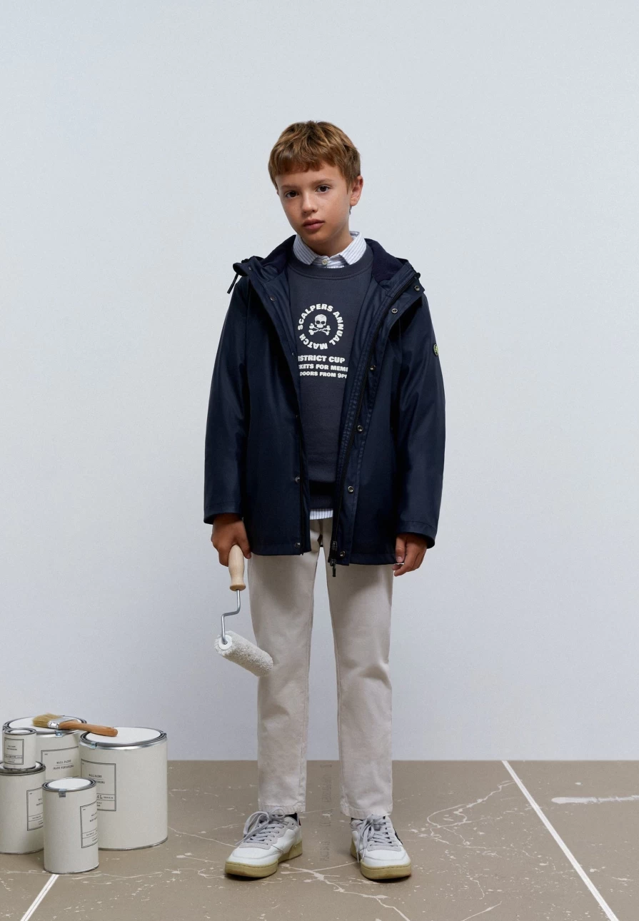 "ScalpersCompany Kids Navy Waterproof Parka – Lightweight Raincoat for Boys & Girls"
