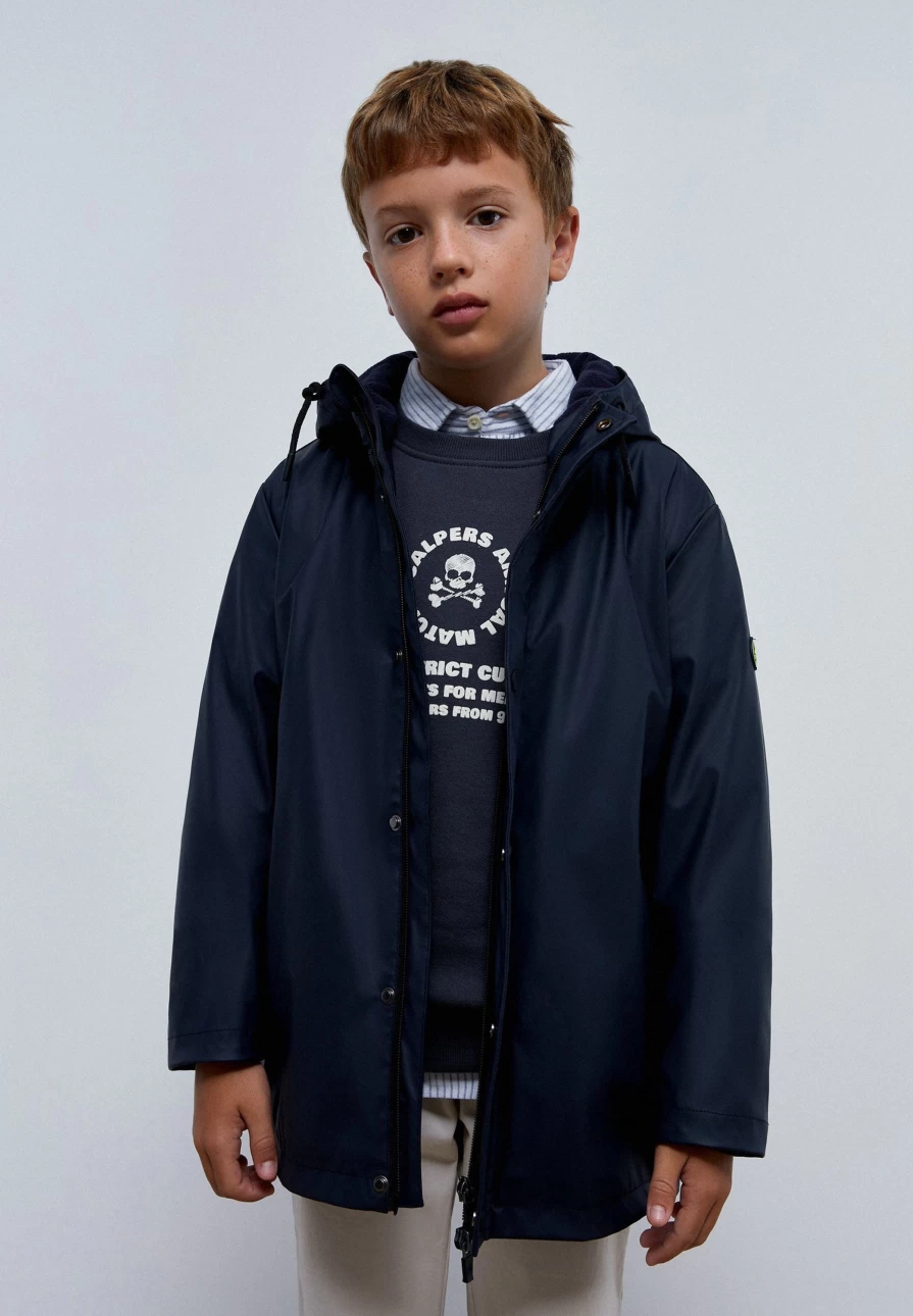 "ScalpersCompany Kids Navy Waterproof Parka – Lightweight Raincoat for Boys & Girls"