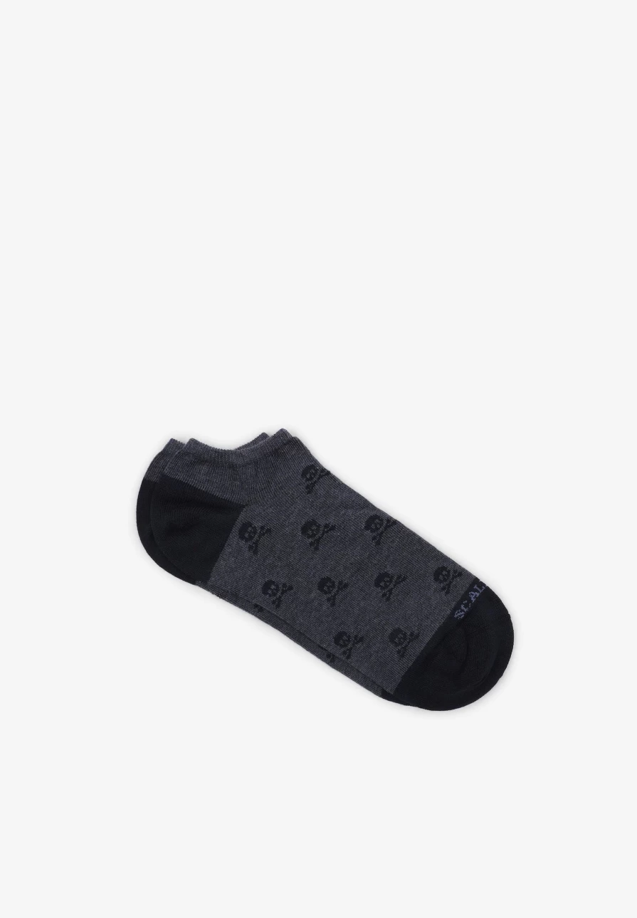 "ScalpersCompany Men's Navy Short Skull Socks - Skull Print Casual Socks for Men"