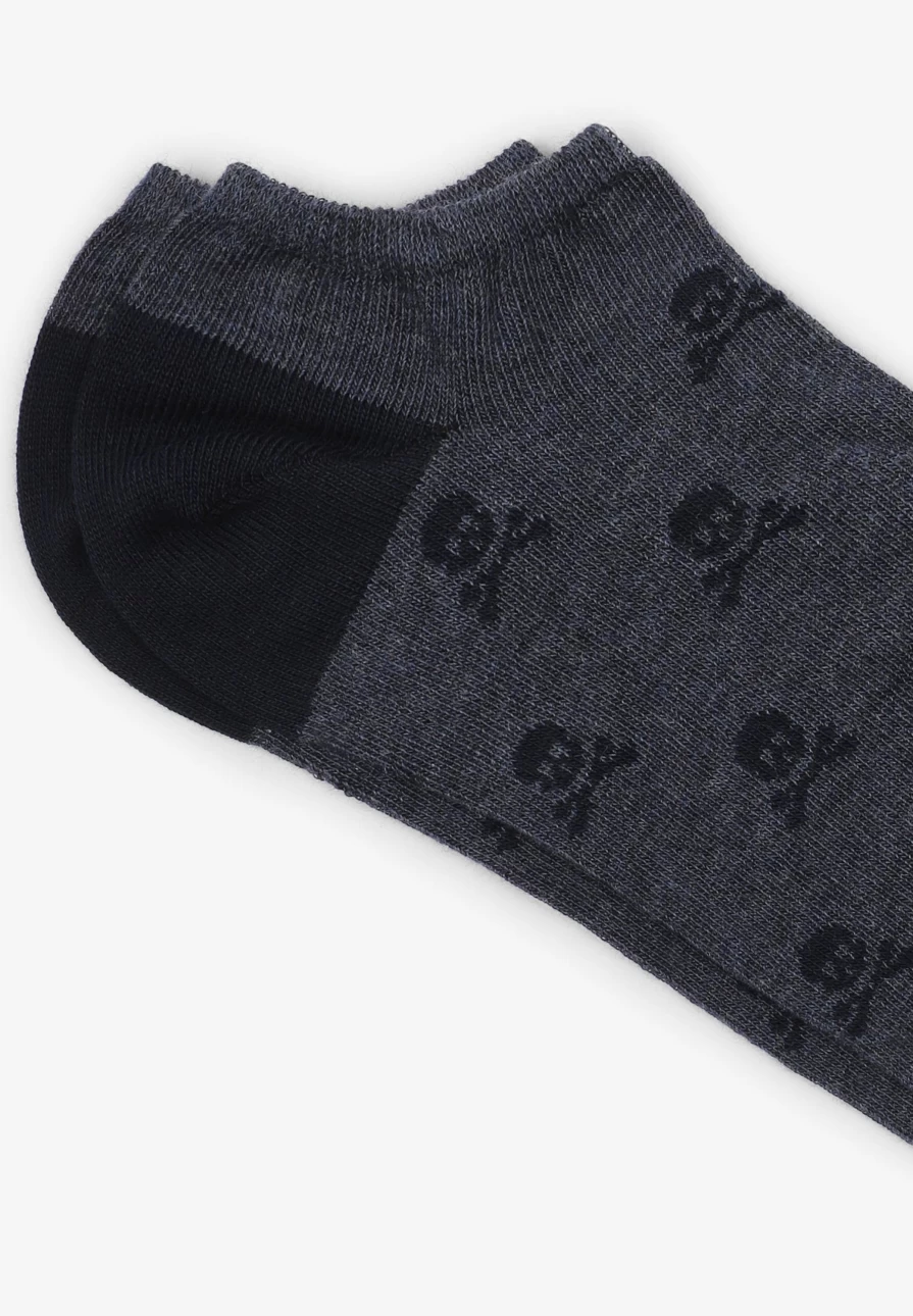 "ScalpersCompany Men's Navy Short Skull Socks - Skull Print Casual Socks for Men"