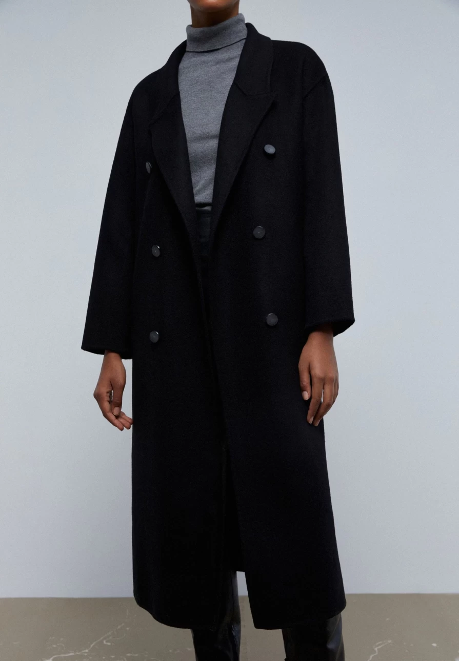 "ScalpersCompany Women's Wool Coat with Detachable Scarf – Warm Winter Outerwear"
