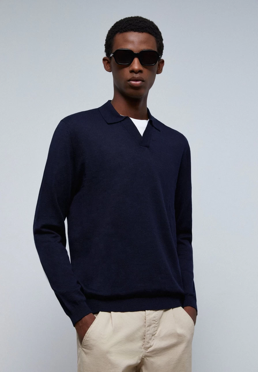"ScalpersCompany Men's Premium Polo Sweater - High-Quality Knit Cotton Blend for Style & Comfort"