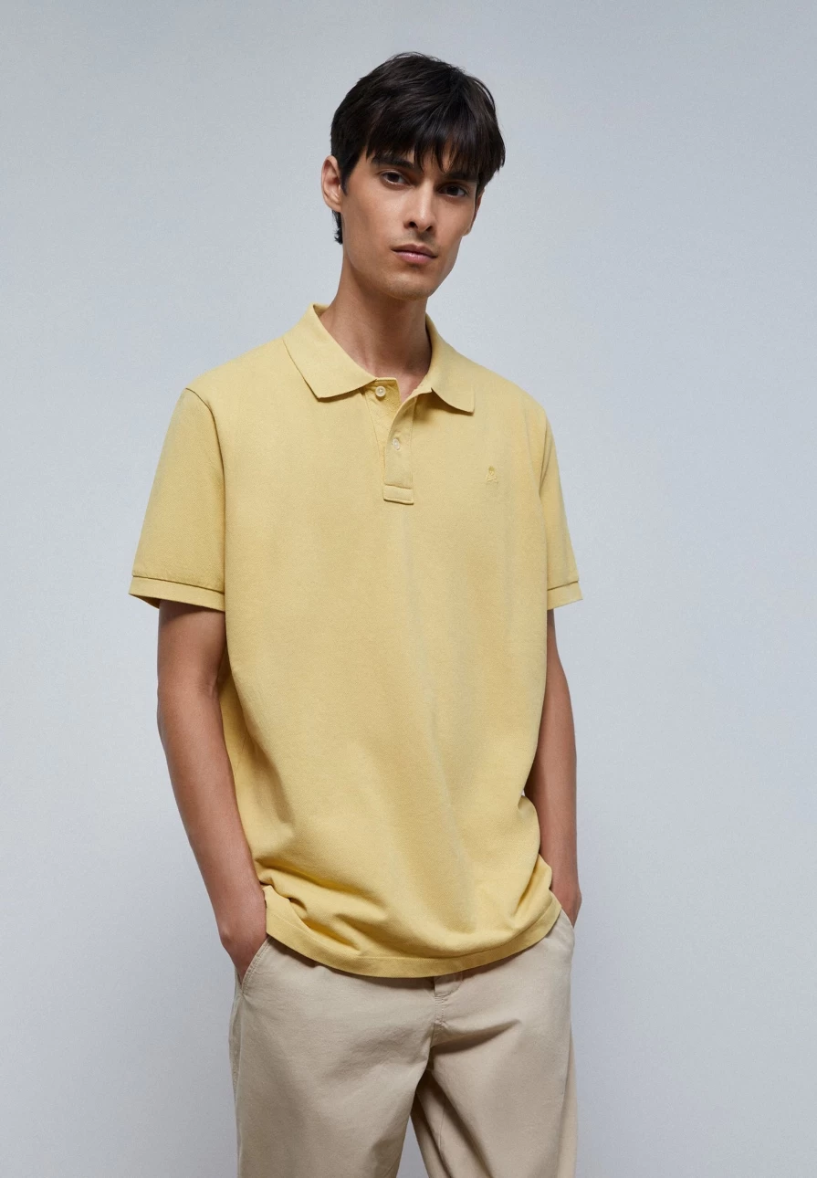 "ScalpersCompany Men's Yellow Basic Polo Shirt with Skull Design"