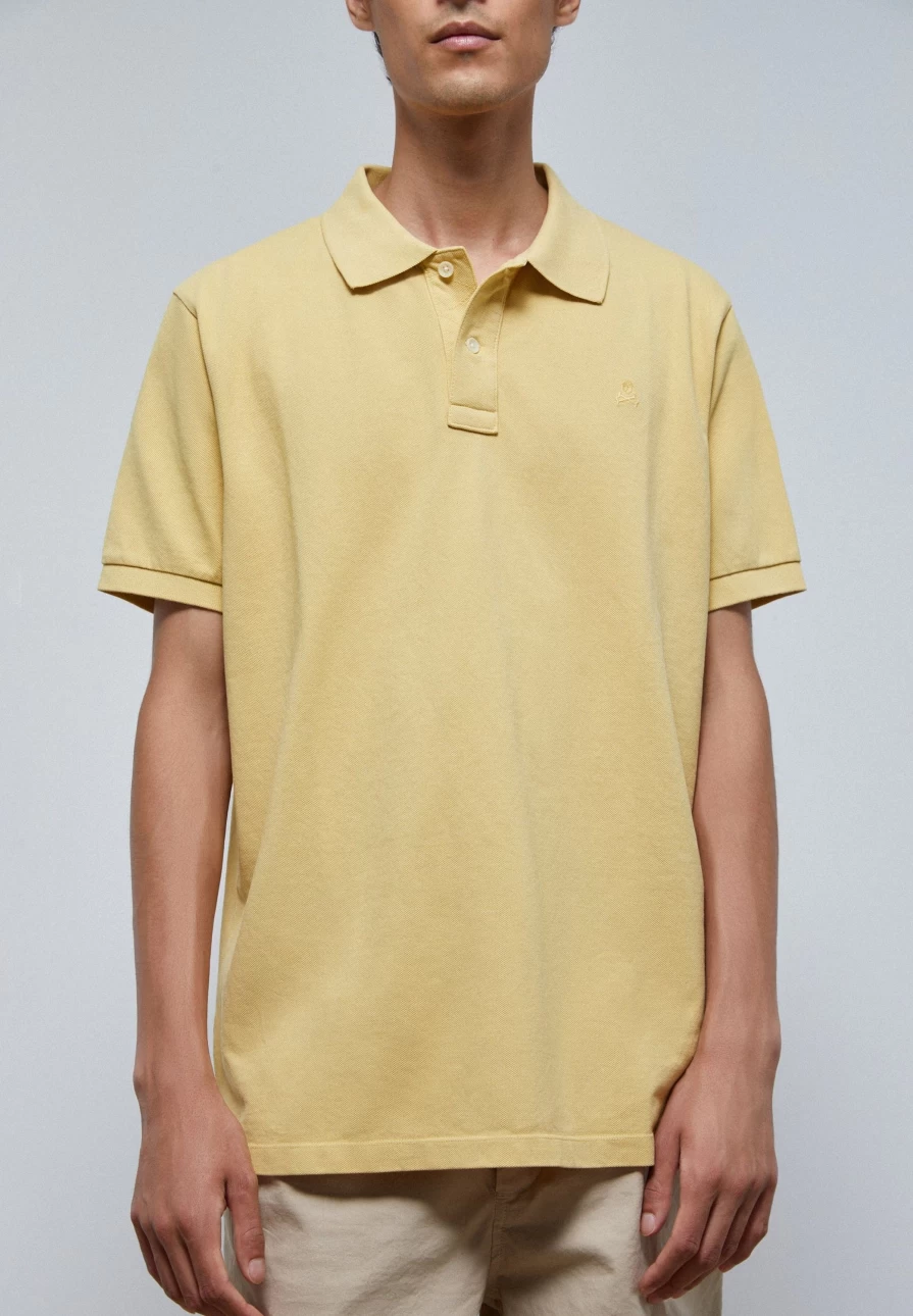 "ScalpersCompany Men's Yellow Basic Polo Shirt with Skull Design"