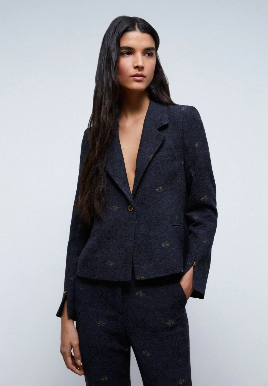 "Navy Women's Blazer with Sleeve Detail by ScalpersCompany"