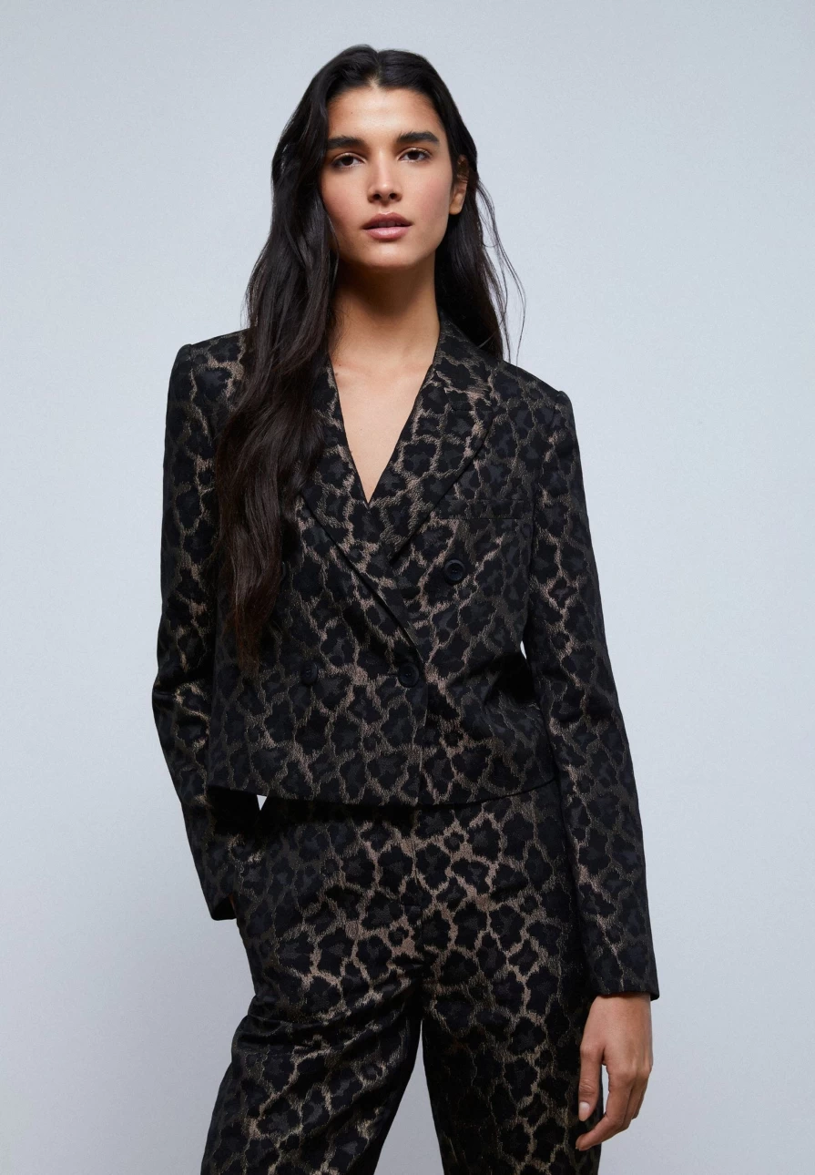 "ScalpersCompany Women's Animal Print Cropped Blazer Jacket"