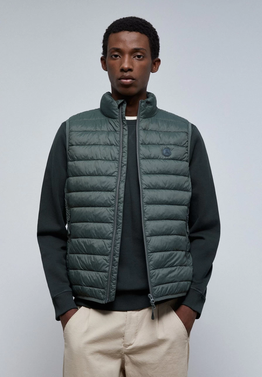 "Men's Skull Print Puffer Vest – ScalpersCompany Warm Quilted Jacket"