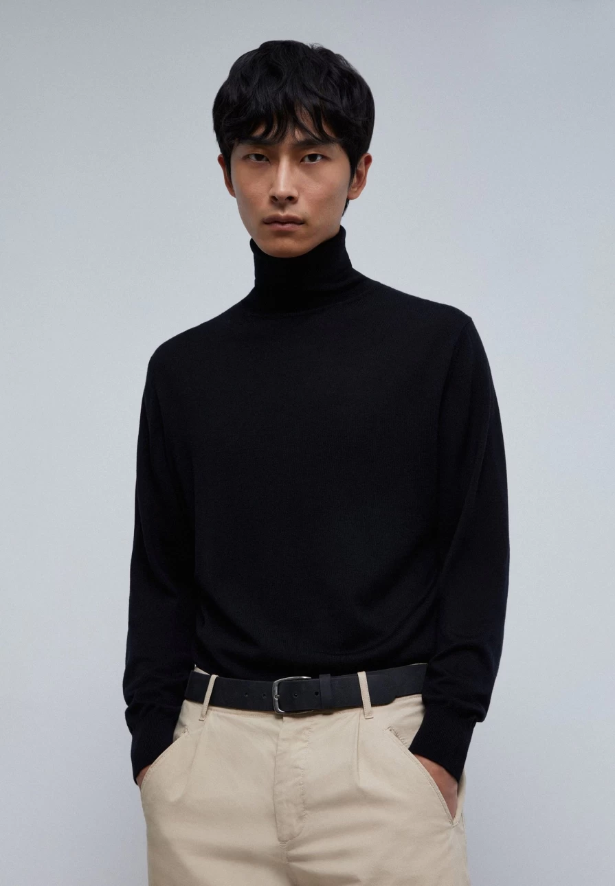 "ScalpersCompany Men's High Neck Sweater - Premium Winter Knitwear for Men"