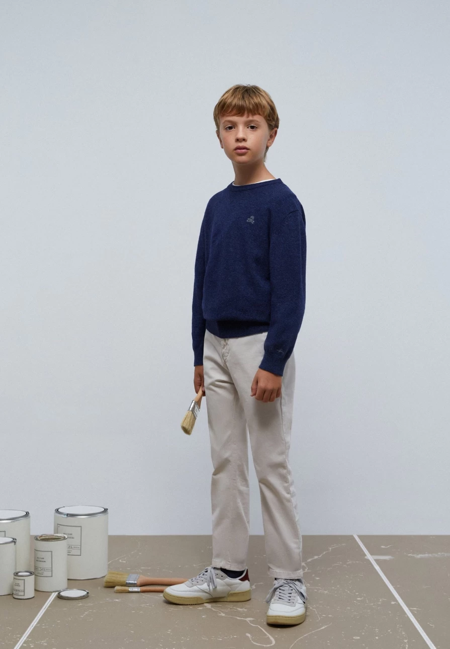 "ScalpersCompany Kids Skull Print Sweater with Reinforced Elbow Pads"