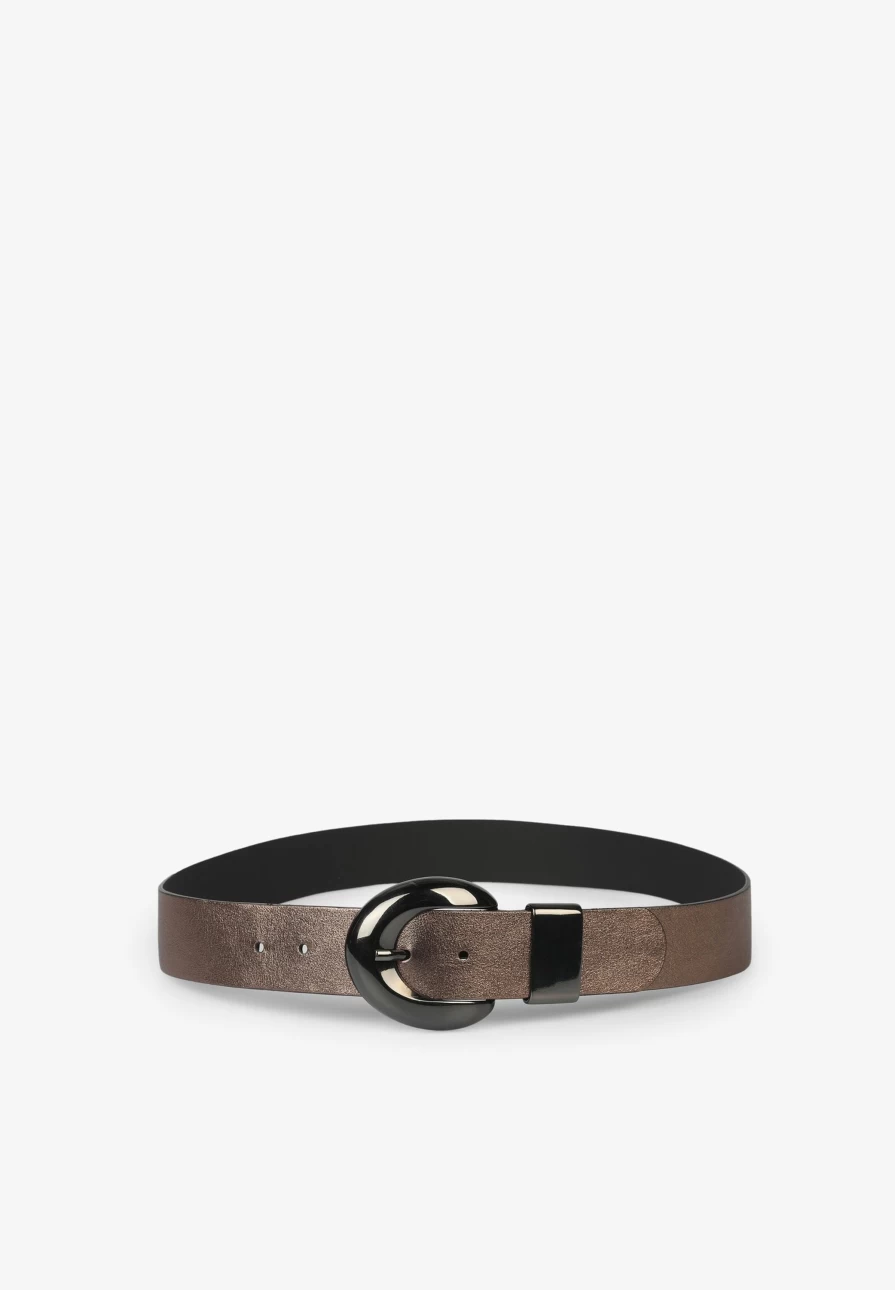 "ScalpersCompany Women's Stylish Metallic Leather Belt - Fashionable Accessory for Outfits"