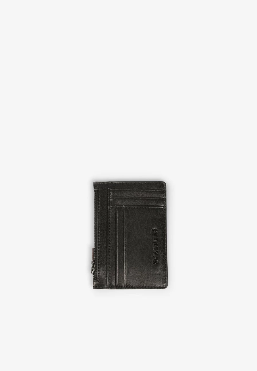 "ScalpersCompany Women's Genuine Leather Zipped Card Holder – Stylish & Secure Wallet"
