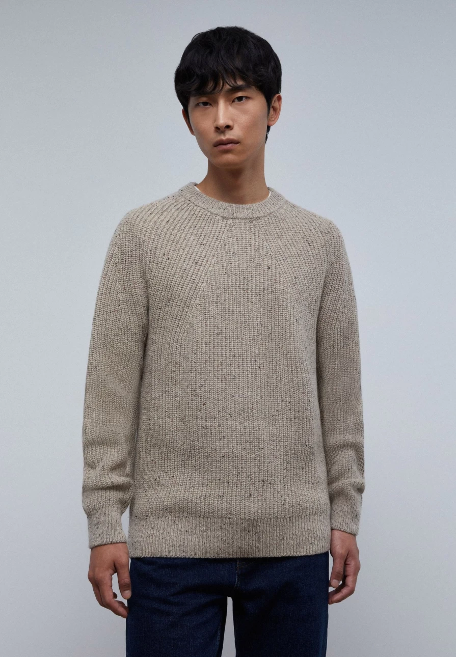 "ScalpersCompany Men's Premium Ribbed Speckled Sweater - Stylish Knit Pullover for Men"