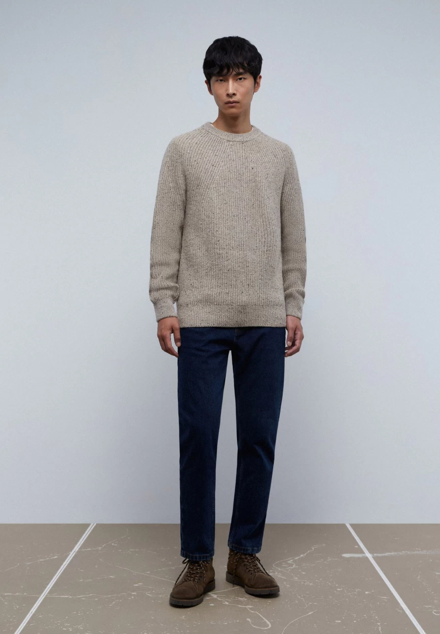 "ScalpersCompany Men's Premium Ribbed Speckled Sweater - Stylish Knit Pullover for Men"